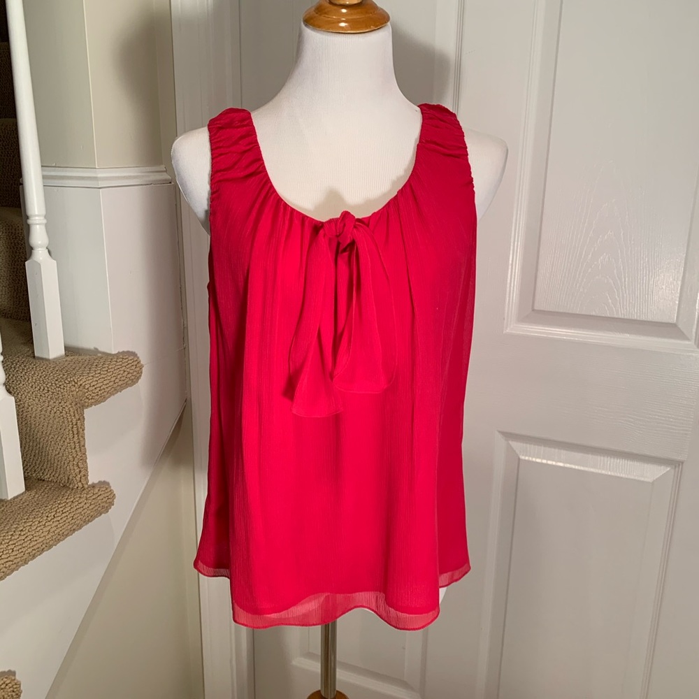NWT, hot pink silk top. Tie front
